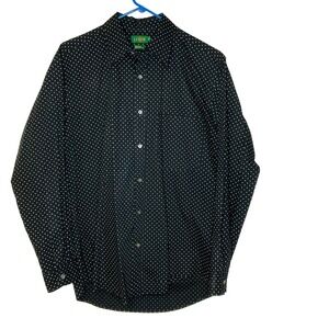 Vintage J. CREW OARSMAN mens Oxford shirt black polkadot cotton Medium 90s Y2K